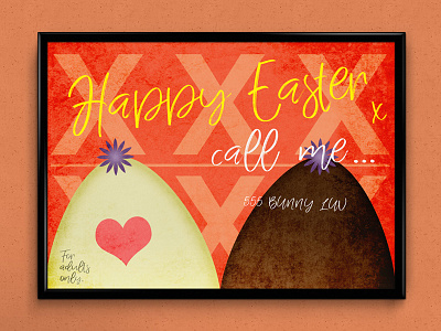 "Happy Easter, call me..." | Typographical Poster adults easter exotic funny humour illustration poster sexual simple typography xrated