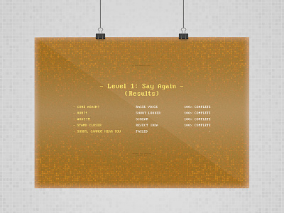 Level 1: Say Again (Game Results) | Typography Project 8bit console funny gaming graphics humour illustration level parody speak typography voice
