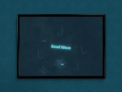 Fishing for Good Ideas | Typography Project brainstorm fishing funny generating graphics humour ideas illustration minimal parody simple typography