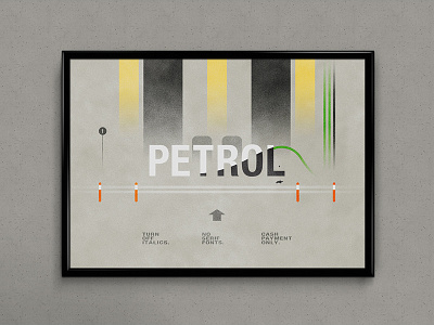 Petrol (Filling the Word) | Typographical Poster funny graphics humour illustration minimal parody petrol simple station typography