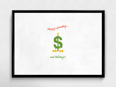 Happy Spending... and Holidays! | Typographical Poster christmas graphics humour illustrations minimal money shopping simple typography winter