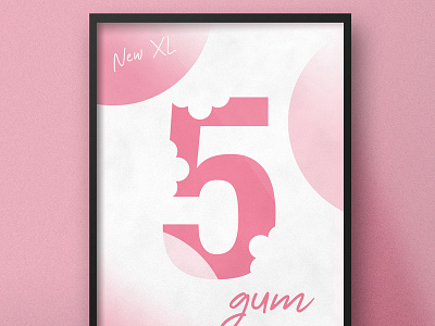XL 5 Gum | Typographical Poster eat food funny graphics gum humour minimal parody simple typography