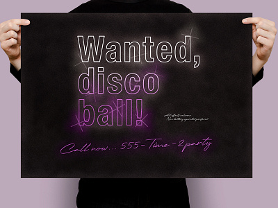 Wanted, Disco Ball! | Typographical Project advert demand disco funny minimal music parody simple text typography