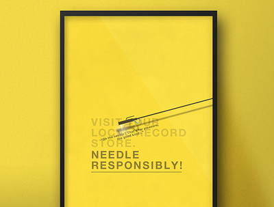 Needle Responsibly! | Typographical Poster graphics humour illustration minimal music needle record simple typography vinyl