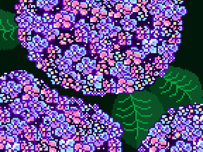 Pixel Hydrangea flowers pixel art pixelart