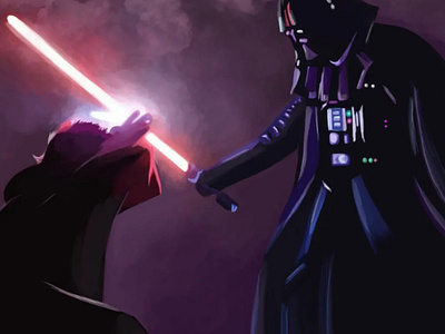 Obiwan vs Vader illustration procreate