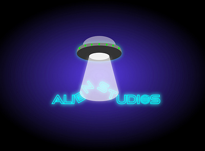 Alien Studios alien aliens branding design effect glow illustration illustrator light logo logodesign minimal sign studio ufo vector