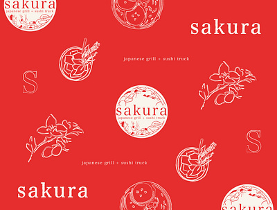 Sakura Brand Elements branding icon illustration logo