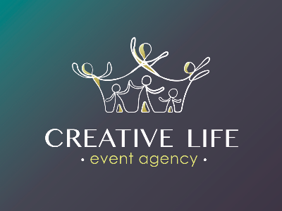 Creative Life company creative crown event life logo peoples silhouette