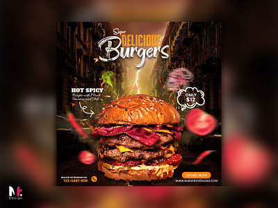 Social Media Poster Design branding burger food food poster graphic logo motion graphics social media card social media poster ui ui ux