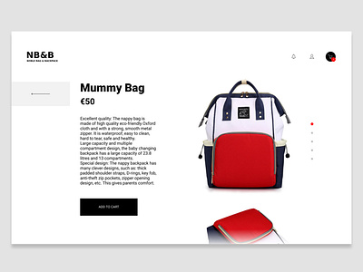 Backpacks store, product page