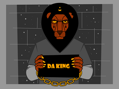 Da King adobe illustrator antisocial authority black character criminal dangerous digitalart flat gangster graphicdesign handcuffs hiphop illustration jail lion murder prisoner rapper street