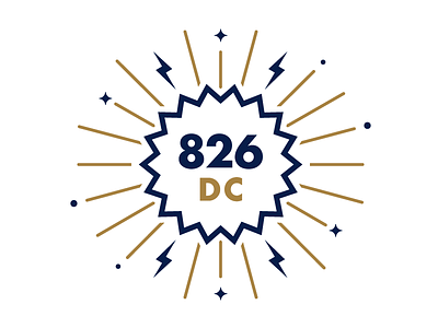New Organization Logo for 826DC 826 badge burst dc lightening linear magic sparks