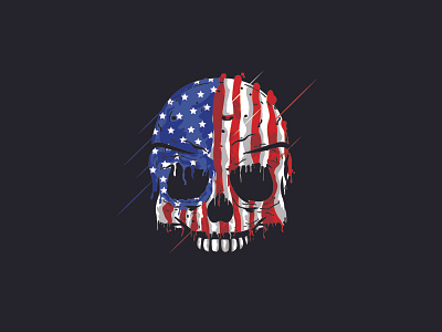 Skull Head America Flag Logo