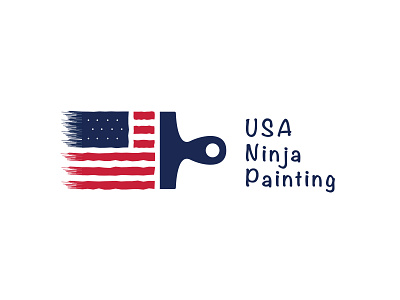 US Flag Ninja Painting Logo american flag branding branding design brush design illustration logo logodesign logoforsale minimalist logo paint usa