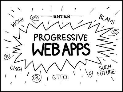 Progressive Web Apps diagram digital hand drawn sketch type web apps