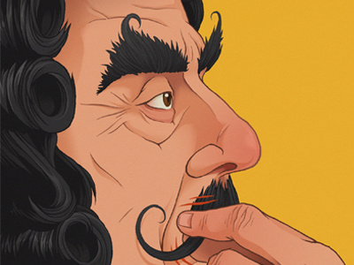 Tweak color digital dustin hoffman hook illustration ink mustache