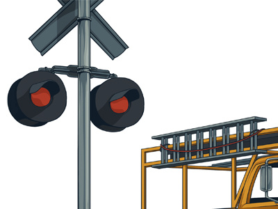 Truck & RR Sign color crossing digital ford ladder railroad sign truck