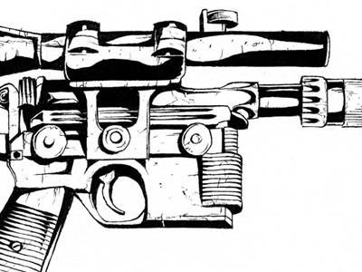 Han's Blaster blaster drawing han solo illustration ink star wars