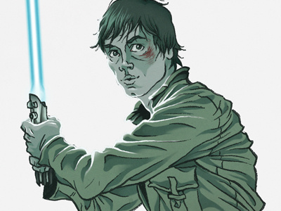 Luke Blue color digital illustration ink lightsaber luke skywalker star wars