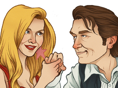 Fabulous Baker Boys art color digital illustration ink jeff bridges michelle pfeiffer movie portrait the fabulous baker boys