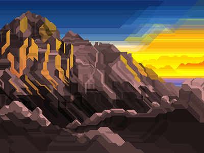 Sunset Mountain 45° 061220 45° adobe adobeillustrator art design dribbble illutrator mountain sunset ui ui design uidesigner uxdesign uxdesigner vazrum vector