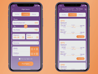 Flight Search App UI Design app design app ui ui