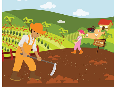 Rural landscape and farmers animation branding business business card clean company design illustration illustrator logo vector