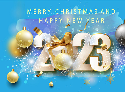 Happy New year 2023 | New Year 2023 | blue Background 2023 3d animation branding business design graphic design happy new year 2023 illustration logo motion graphics ui ux vector
