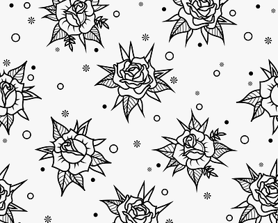 Black&White Roses art black design illustration minimal old school pattern rose roses tattoo white