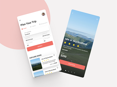 Travel booking UI app figmadesign mobile ui typography ui vector