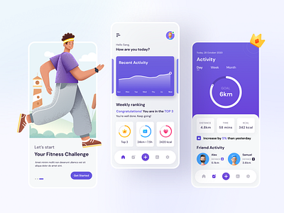 Fitness App Concept app app design application concept design dribbble invite fitness fitness app pink showcase ui uidesign uiux visual design