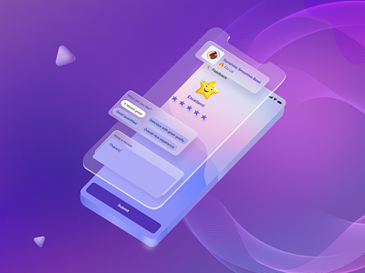 Rating Screen UI Design | 3D Perspective | Glassmorphism ui rating mobileapp