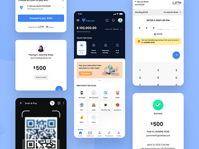 Banking App | Scan & Pay UI flows | Banking Services banking design financialservices merchantservices mobile app payment scanpay services ui uiux