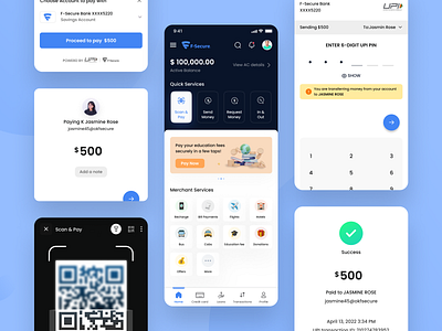Banking App | Scan & Pay UI flows | Banking Services