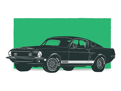 Famous Muscle - Shelby GT500 KR cars illustrations series vector