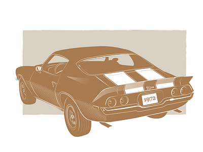 Famous Muscle - 1972 Camaro Z28 cars illustrations series vector