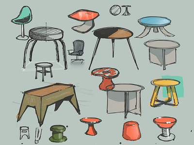 A whole mess of chairs ipad product design product sketch render