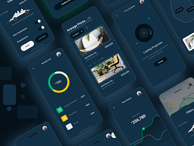 Statuces Average Prices App Design || Dark Mood app branding clean dailyui dark dark app dark mode dark theme dark ui design logo uiux ux