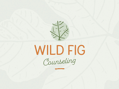 Work In Progress Logo Concept counseling fig green leaf logo orange stem wild work in process