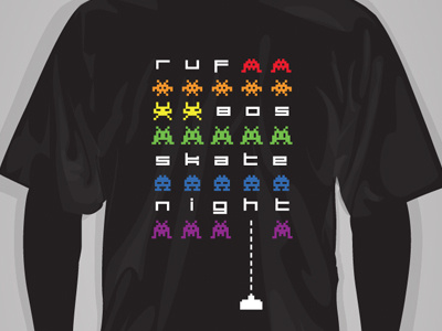 80's Skate Night 1980s 80s black shirt ruf ruf at unc skate skate night space invaders tshirt