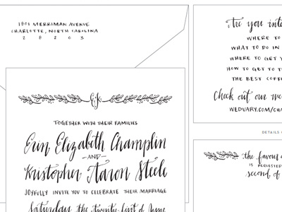 Custom Hand Lettered Wedding Invitation Suite