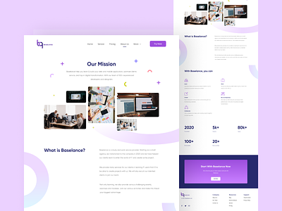 BASELANCE - About Us Page branding business clean design homepage startup trend typography ui uiux ux vector webdesign website
