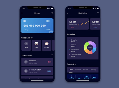 Interface design of financial app design gui ui