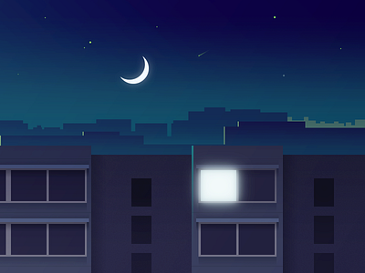 Evening city illustration night