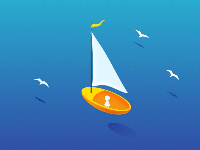 The flying boat blue boat design illustration sea