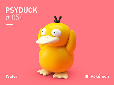 Psyduck 3d character duck pokemon psyduck yellow