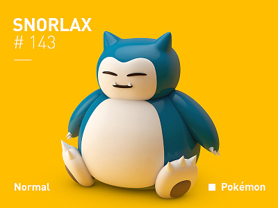 Snorlax 3d character pokemon snoplax yellow