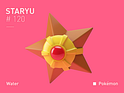 Staryu 3d character pokemon star water yellow