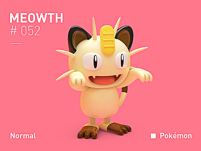 Meowth 3d character meowth pokemon